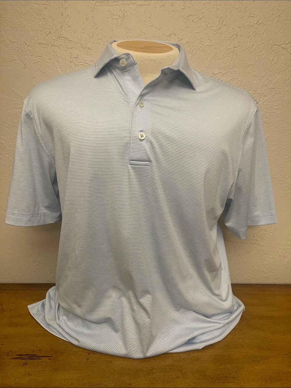 johnnie-O Light Blue Striped Polo Shirt